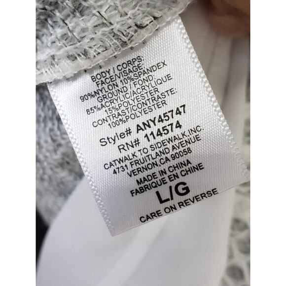 Anthropologie Pleione White Floral Nylon Round Neck Short Sleeve Blouse Large - Picture 10 of 12